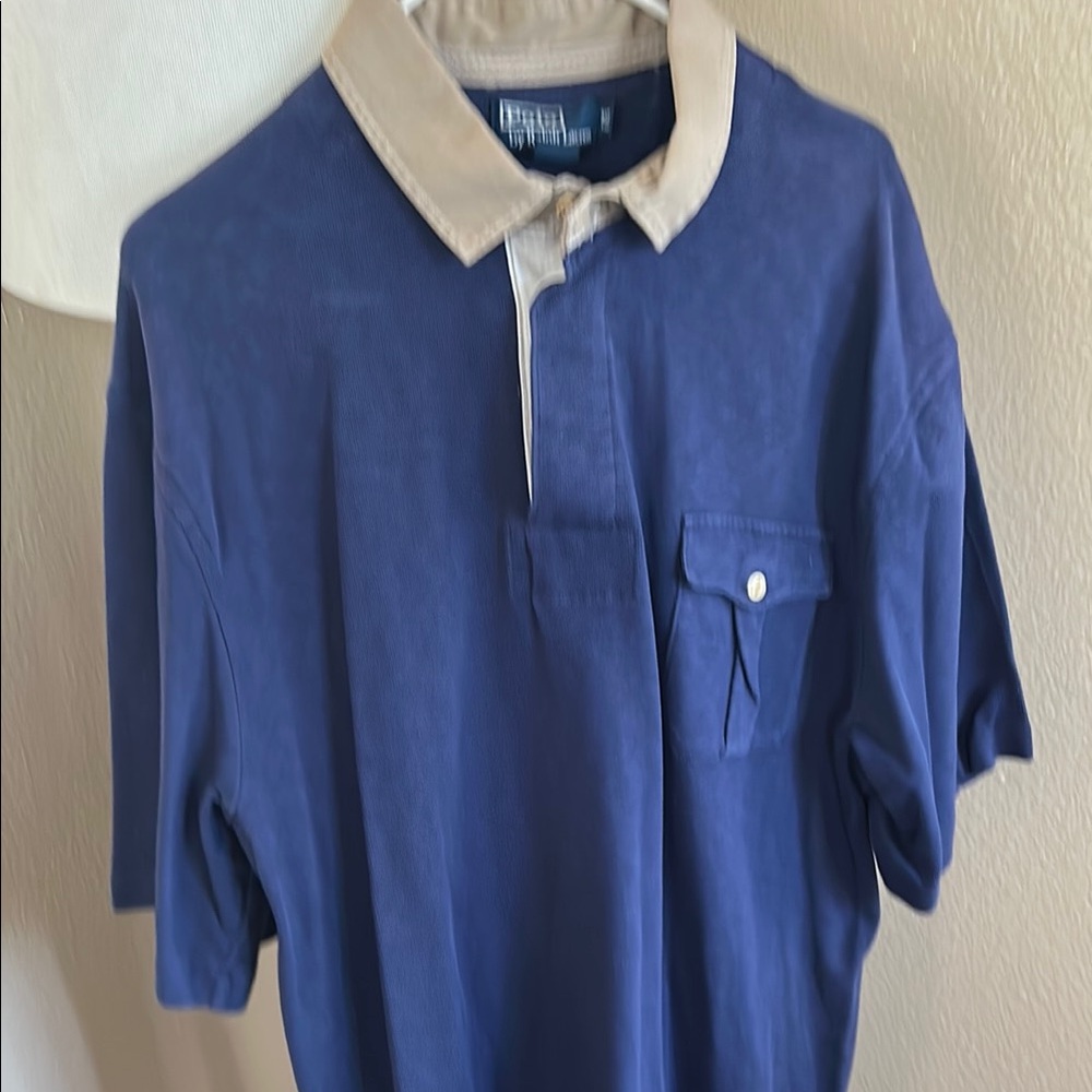 Polo by Ralph Lauren Blue Shirt with Tan Collar